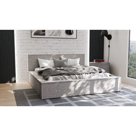 Polsterbett Doppelbett ALDANA 120x200cm Komplettset in Stoff Puente Hellgrau