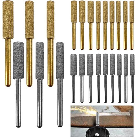 24 PièCes Affuteuse de Chaine Tronconneuse, AffûTeur de TronçOnneuse, Gabarit Affutage Chaine de Tronconneuse 4.0/4.8/5.5mm, Pour Chaine de Tronconneuse Outil de Meulage de Polissage (Or, Argent) (1/5)