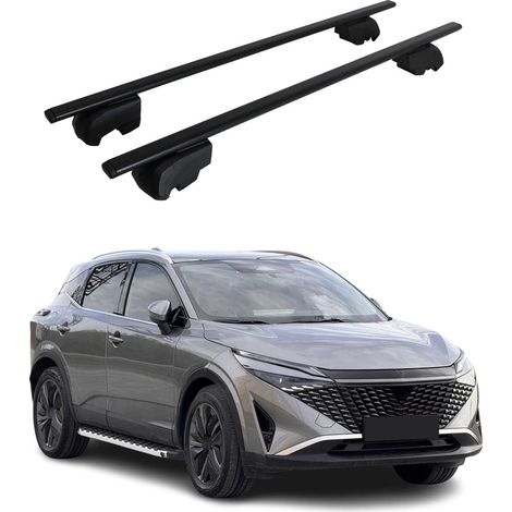 OMAC Barres de toit pour Nissan Qashqai J12 2021-2026 – City Crash tested – ISO PAS 11154:2006 – Antivol inclus – Charge max 75 kg – 2 barres Noir (1/4)