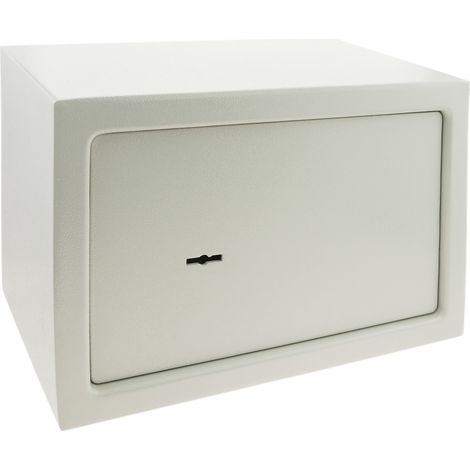 Coffre-fort mural de sécurité en acier à clé 31 x 20 x 20 cm – Système de fermeture avec clé de sécurité – Fixation murale incluse – Beige – Primematik