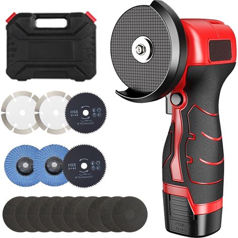 Mini meuleuse 76mm sans fil 16.8V batterie métal bois carrelage Sans balais, 2x6000mAh, 16 disques. Sécurité double, blocage broche. Léger, compact. Pour métal, bois, carrelage. Pro (1/5)