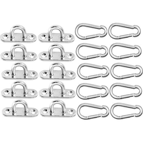 10 Plaques Œil Acier Inox M5 Anneaux Arrimage Remorque (1/5)