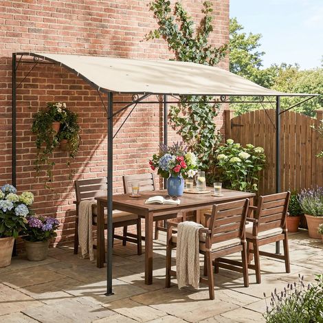 Pavillon avec extension de toit pliable, résistant aux intempéries, 3 x 2,5 m, blanc crème (1/5)