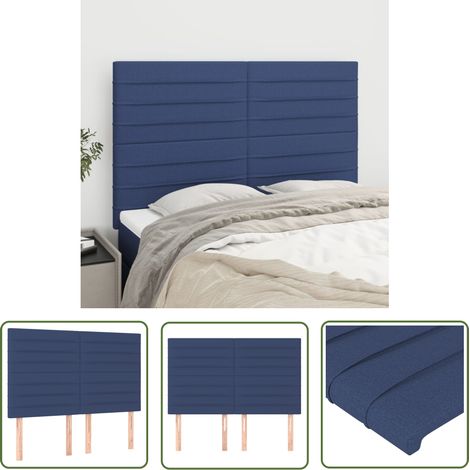 Lot de 4 Têtes de lit Armoires de tête de lit Bleu 72x5x78/88 cm Tissu 63252 (1/5)