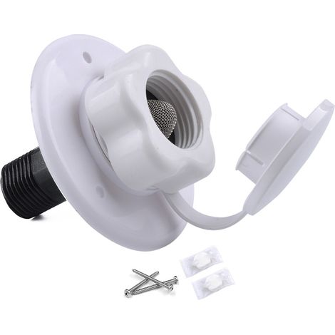Attacco per acqua di rete per camper con valvola di non ritorno, filtro integrato in acciaio inox, filettatura da 19 mm G1/2 pollice. Garantisce acqua pulita. (1/5)