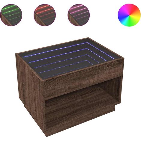 Maison Exclusive - Couchtisch mit Infinity-LED Braun Eichen-Optik