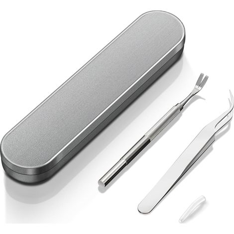 Outils de retrait de tiques pour chiens – Outil professionnel en acier inoxydable pour humains, chats et chiens, kit d'outils complet avec pince à épiler, pelle et boîte de rangement (1/5)