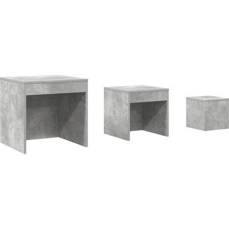 Tables gigognes 3 pcs Gris béton Aggloméré