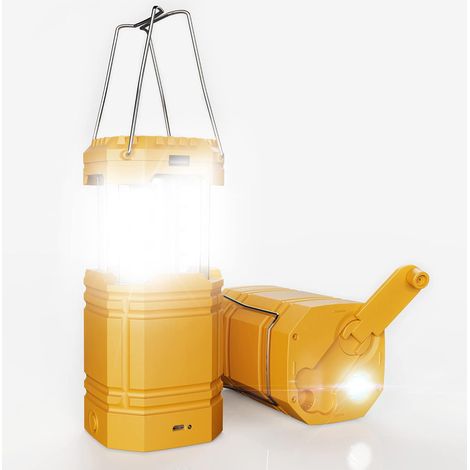 Lanterne de Camping Solaire Rechargeable avec Manivelle, Lampe de Poche LED avec 3 Modes d'Alimentation, Batterie Externe de Secours 3000mAh, Lampe de Camping Étanche pour la Randonnée, Kit de Survie (1/5)