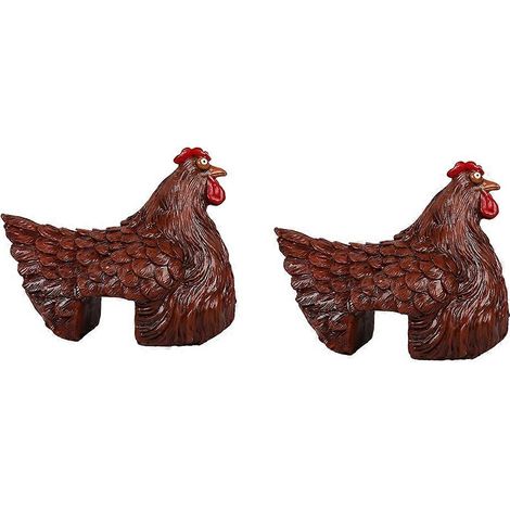 Statue de poule amusante, décoration de ferme, décoration de jardin, poule ornementale, sculpture décorative, marron (1/5)