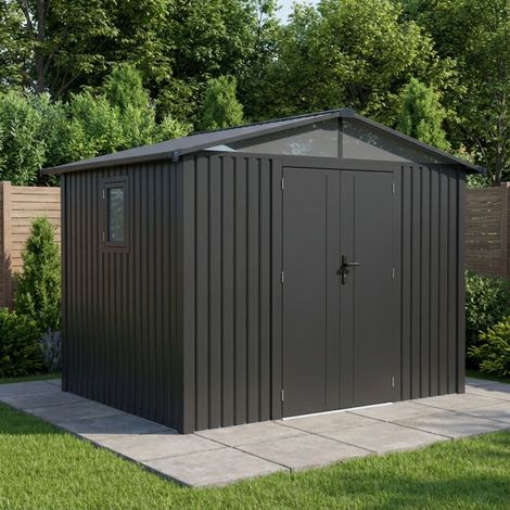 Abri de jardin 5.8m2 acier galvanisé gris Kosto X-Metal (1/5)
