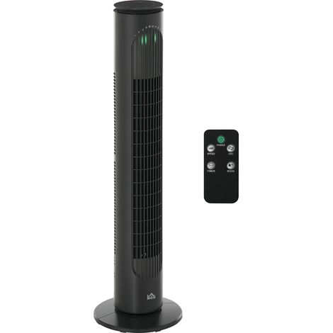 HOMCOM ventilador de torre, ventilador de pie silencioso con control remoto, 3 velocidades, 3 modos, temporizador 10h, oscilación 70°, gris oscuro