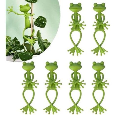 6 Stück froschförmige Pflanzenbinder, flexibles, biegsames Kabel, verstellbar, wiederverwendbar, dekorative Stützen für die Gartendekoration - (1/5)