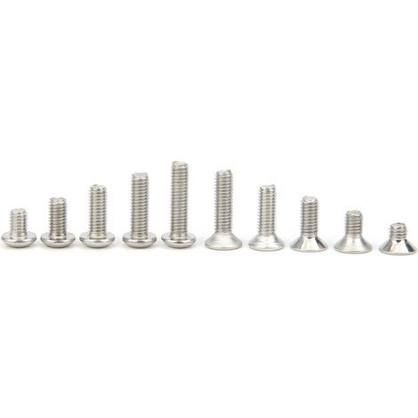 600 piezas de tornillos de cabeza hexagonal y cabeza plana de acero inoxidable 304 - Accesorios de ferretería en una caja (1/5)