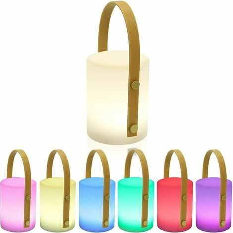 Lampe de Table Extérieure Gradable RGB Lampe de Table Sans Fil 8 couleurs Portable Lampe de Table pour Exterieure Jardin salon Terrasse Lanterne Intérieure A [Classe énergétique A++] (A)[Classe énergé (1/5)