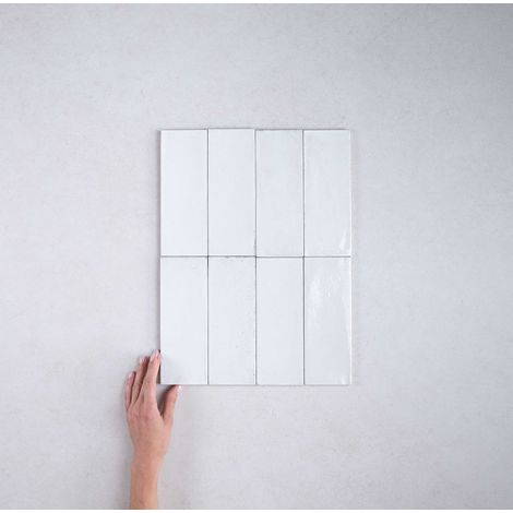 Carrelage Effet Zellige Blanc RICE Bianco 7,5x20cm (1/3)