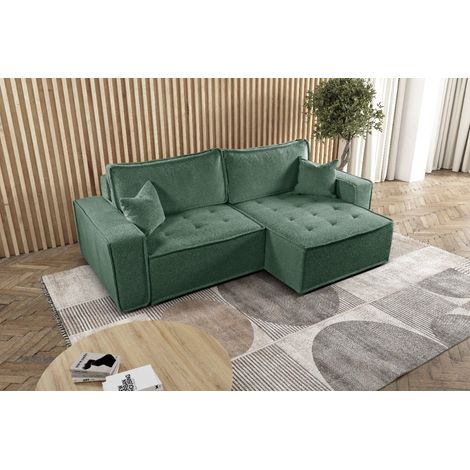 L-förmiges Bohoo-Ecksofa mit Schlaffunktion Hellgrün Rechts (1/5)