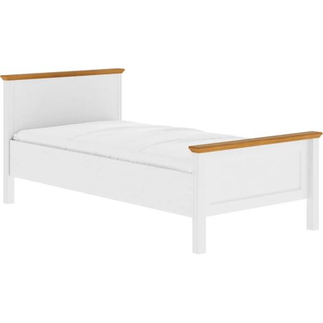 Letto Una Piazza e Mezza 120x200 cm in Pino Massello Bianco Rovere (1/5)