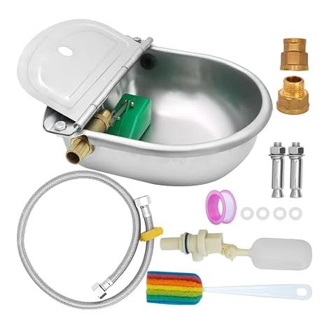9 in 1 Gamelle d'eau Automatique avec Valve Flottante Distributeur d'eau pour Chiens Abreuvoir pour Bétail avec Tuyau en Laiton Et Boulons De Fixation pour Bétail, Poules, Chevaux, Bovins (1/5)
