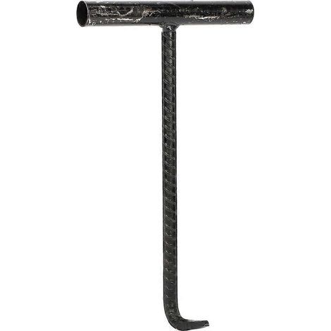 Crochet de couvercle de regard, crochet en T, crochet pour porte à enroulement, crochet de couvercle de puits durable-40.00X12.00X2.00CM-Black (1/4)