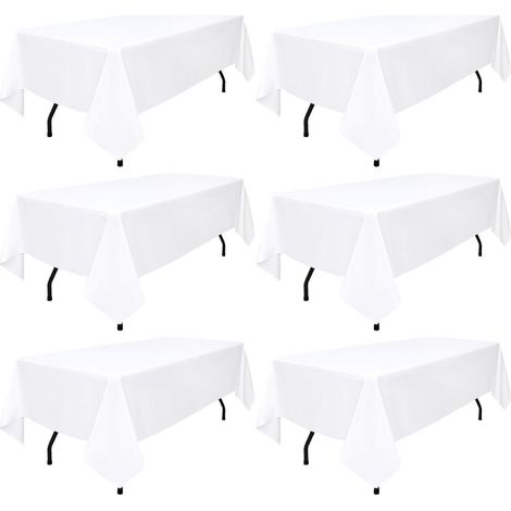 6er-Pack Weiße Tischdecke 153x260cm Polyester für Haushalt & Events