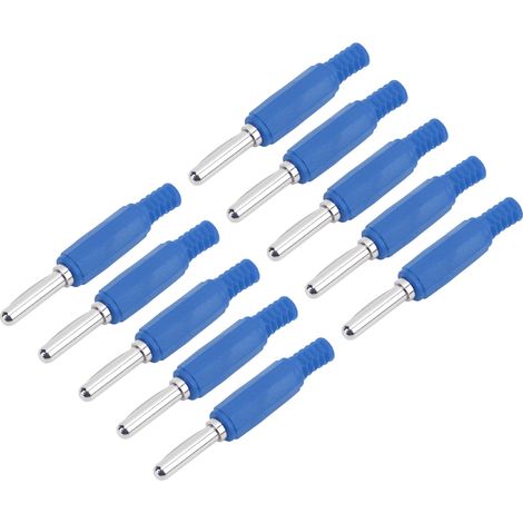 Lot de 10 fiches bananes mâles J.10023 en laiton professionnel 4mm bleues pour accessoires de sécurité (1/5)