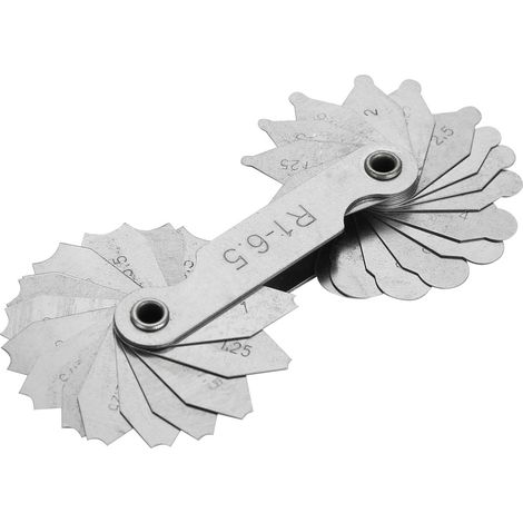 Jauge de rayon de congé en acier inoxydable, outil de mesure concave et convexe externe et interne (R1-6,5 mm) (1/5)