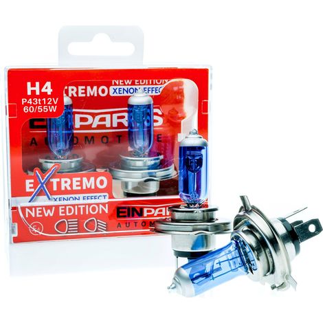 Bombillas halógenas EinParts H4 12 V 6000 K blanco frío 55 W P43t (2 unidades) (1/5)