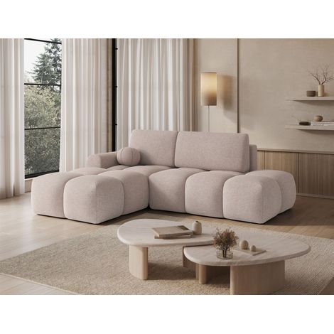 Ecksofa mit Schlaffunktion Sofa PLAY Stoff Sicuro Hellbeige Ottomane Links (1/5)