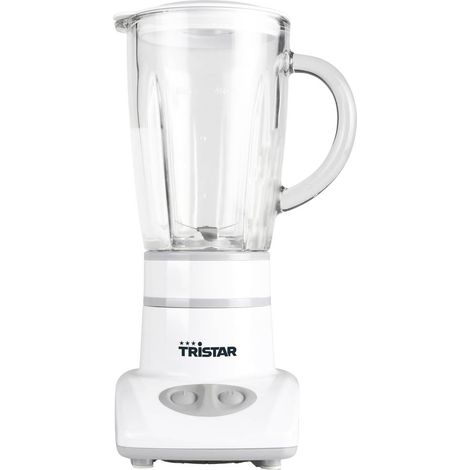 Mixeur sur pied 180 W – Récipient en verre amovible 0,45 l – Lames en acier inoxydable – 2 niveaux de vitesse pour smoothies – Tristar
