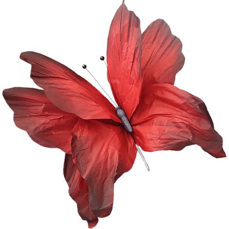 Papillon artificiel en papier rouge 50 cm décoration murale ornement de mariage vitrine artisanat créatif (1/5)