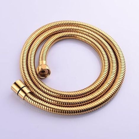 1.5m Tuyau de Douche Flexible Doré Résistant au Torsion Acier Inoxydable avec Connecteurs en Laiton Massif (1/4)