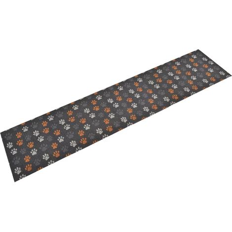 Tappeto da cucina lavabile design elegante stampa con zampe 300 x 60 cm in velluto nero 020046067