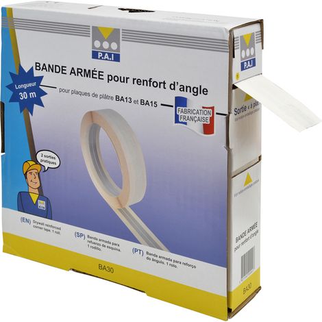 PAI – Bande armée rouleau de 30m – Acier revêtu alu-zinc anticorrosion – Résistance brouillard salin > 500h – SKU BA30 (1/3)