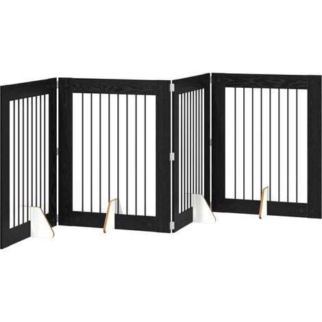 vidaXL Puerta para perros plegable con soportes 4 uds. Roble Negro (1/2)