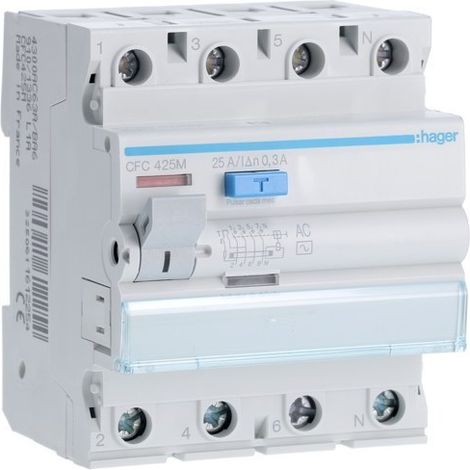 HAGER CFC425M  Diferencial 4P 25A 300mA tipo-AC