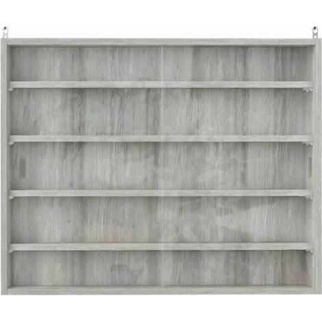 Vitrina de pared moderna de vidrio gris 80 x 9,5 x 60 cm (1/5)