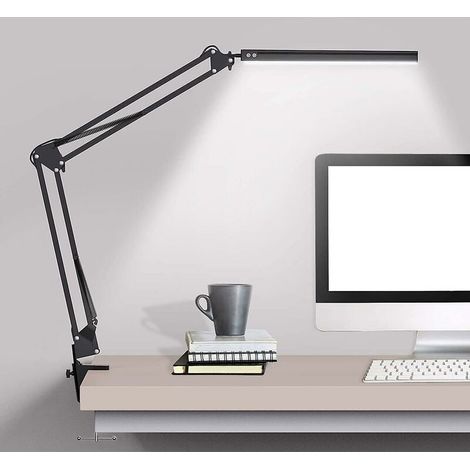 Lampe de bureau LED avec pince, lampe de bureau à bras articulé, lampe de table réglable pour le confort des yeux, 3 modes de couleur, idéale pour le bureau à domicile ou le travail. (1/5)