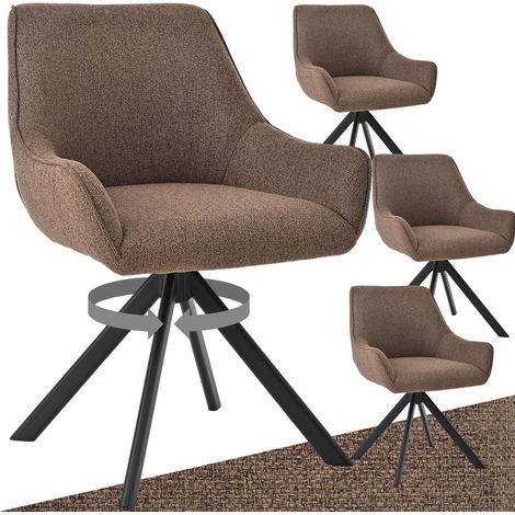 Esszimmerstühle 4er Set drehbar mit Armlehne, Polsterstuhl Leinen Braun (1/5)