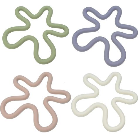 Blumenuntersetzer aus Silikon, 4er-Set, hitzebeständig und rutschfest, in 4 Pastellfarben, für Töpfe, Gläser und Tischdekoration (1/5)