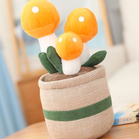 Lot en pot de tulipe simulée jaune 25cm, décoration créative pour salon et bureau, jouet en peluche douce, style champignon, 0.12kg (1/3)