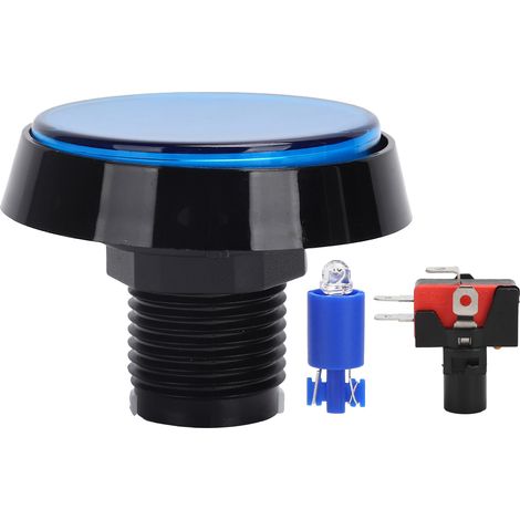 Bouton lumineux LED rond plat 60 mm bleu pour machine à grue, console de jeu, interrupteur à 3 pieds (1/5)