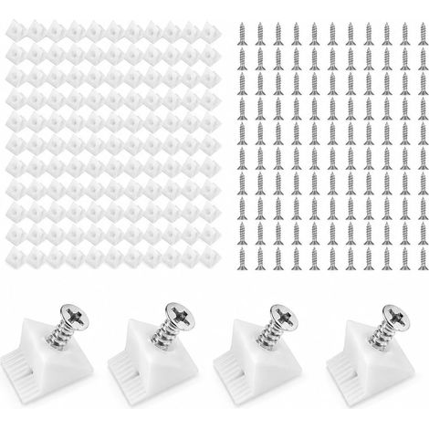 100 Renforts de Fond de Tiroir Plastique Blanc 45° Cale meuble et cale plastique, pour réparation meuble, armoire, caisse en bois, panneaux et congélateur tiroir (1/5)