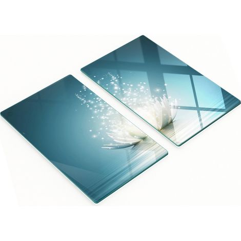 Planches de service en verre pour la cuisine, décorées de fleurs de lotus, 2 x 30 x 52 cm (1/5)