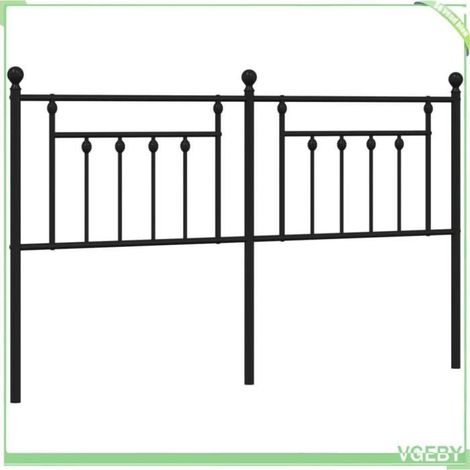 Tête de lit - V GEBY - 160 cm - Métal noir - Design élégant - Montage requis (1/4)