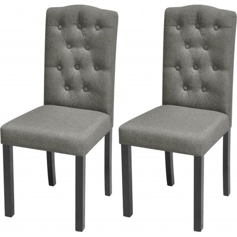 Juego de 2 sillas de cocina comedor respaldo acolchado en tela gris CDS020606