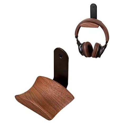 BUNTHAUS Support Casque Gamer Universel Crochet Casque Fait Métal & de Noyer, 2 Manières De Montage, Porte de Casque pour Écouteurs pour Studio Bureau Maison (1/5)
