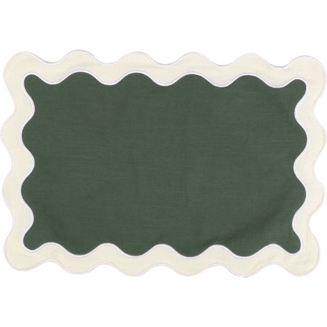 Set bestehend aus 1 Platzset aus Baumwolle (40 x 50 cm), fleckenabweisend und waschbar, mit Boho-Bogenstickerei, gewebte Tischdekoration