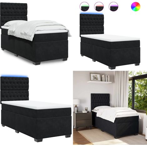 Boxspringbett mit Matratze Schwarz 90x190 cm Samt - Boxspringbett - Doppelbett - Samtbett - Samt - Lederoptik - Home & Living (1/5)