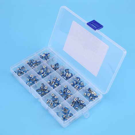 150 Stück blau-weiße 100-Ohm-1-Mohm vertikale PCB-Voreinstellungs-Variablenwiderstands-Trimmerpotentiometer (1/5)